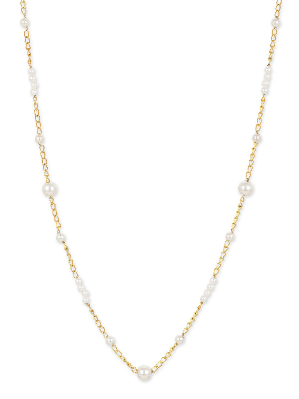 Gold-Toned White Brass Gold-Polished Necklace - Ruby Raang