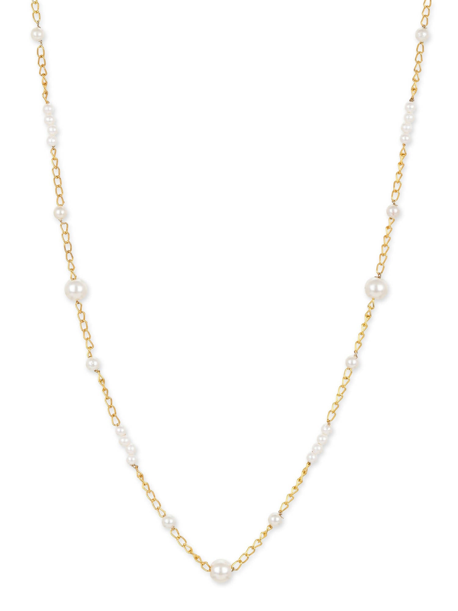 Gold-Toned White Brass Gold-Polished Necklace - Ruby Raang