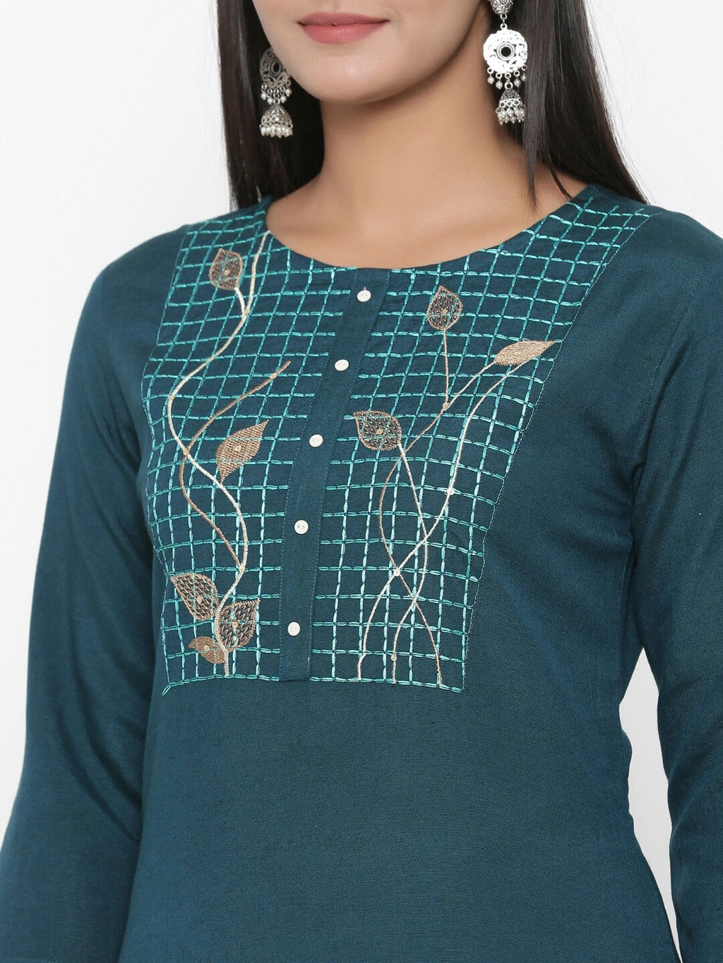 Yufta Embroidered Straight Kurta