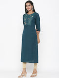 Yufta Embroidered Straight Kurta