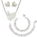 AanyaCentric Gold-Polished Mangalsutra Pendant Earring Set & Silver Plated Anklet