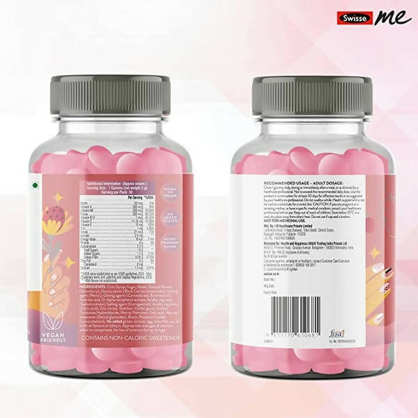 Swisseme Biotin Gummies With Vitamin B12, C & E For Healthy Hair & Nails