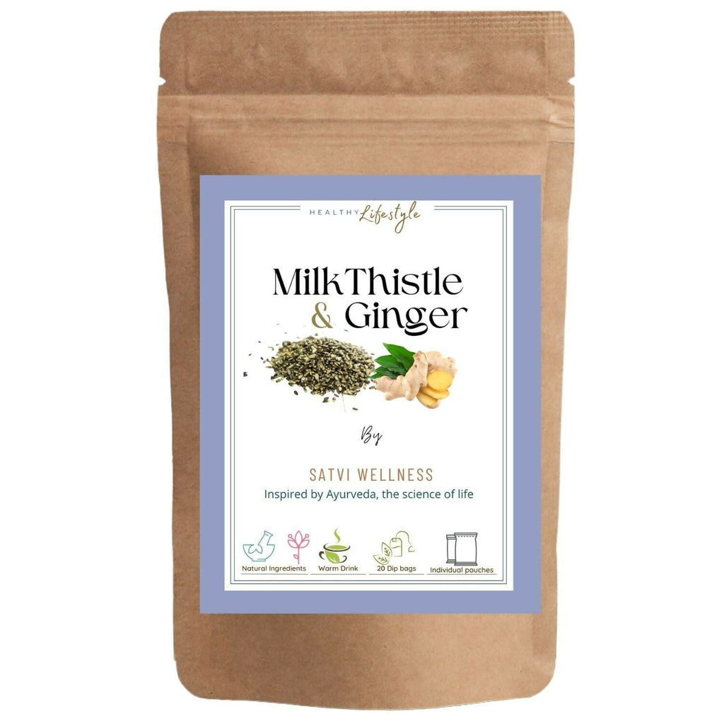 Satvi Wellness Milk Thistle Ginger Tea | Blend of Milk Thistle Ginger Tea Bags | Herbal Tea