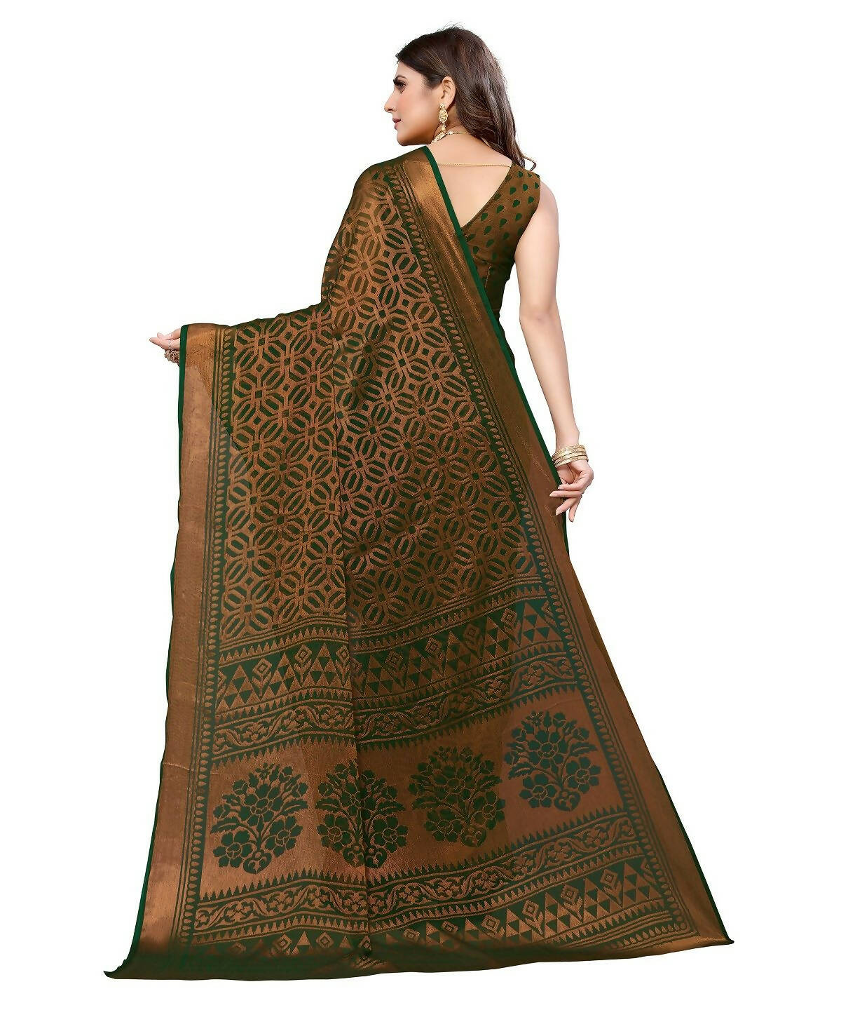 Vamika Green Chiffon Brasso Bollywood Style Woven Saree (BARKHA GREEN)