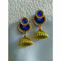 Green and Royal Blue Jhumki Earrings