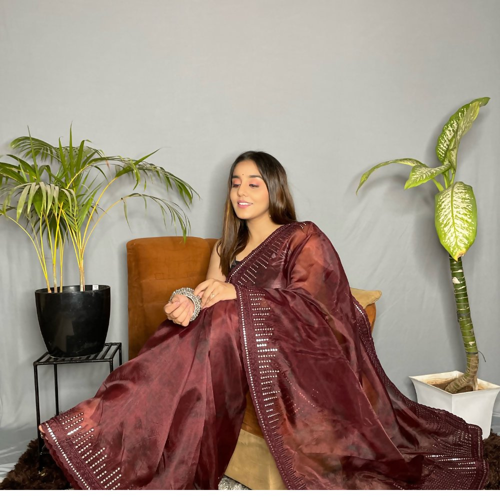 Vamsee Rinkle-Gotta Rama Organza Saree