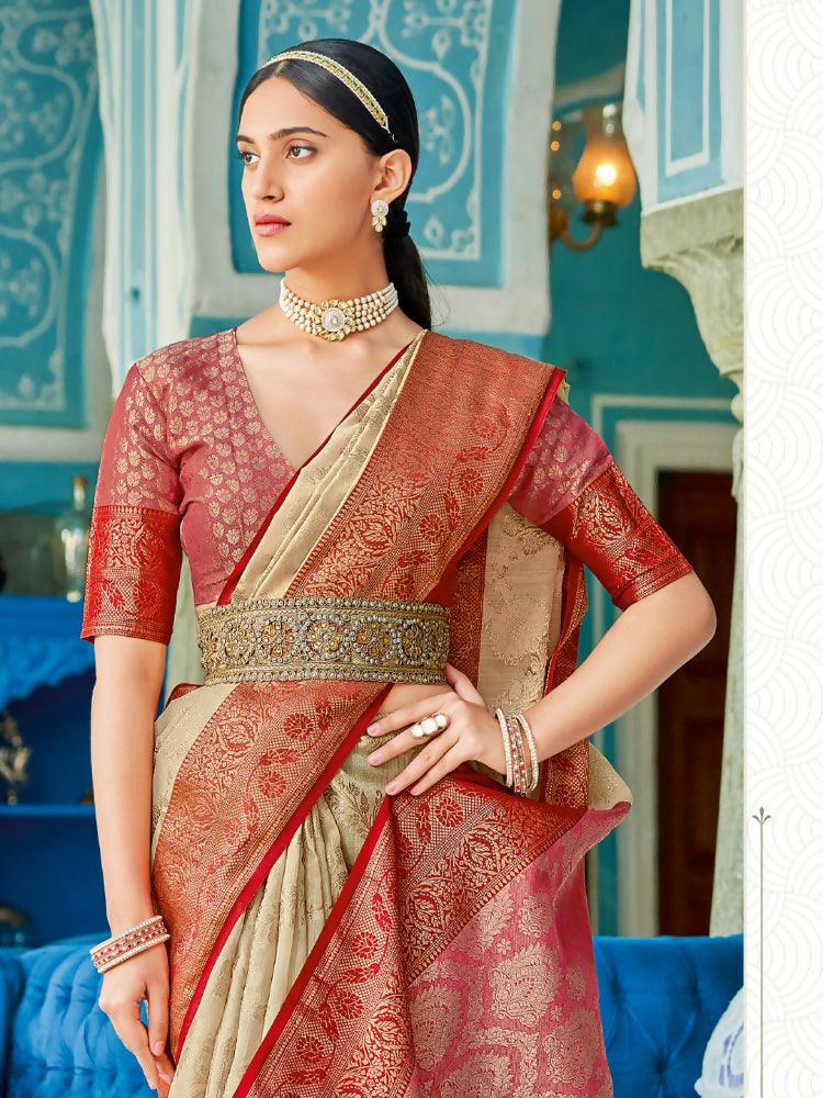 Shree Shyam Fashion Linen Cotton Cream Saree