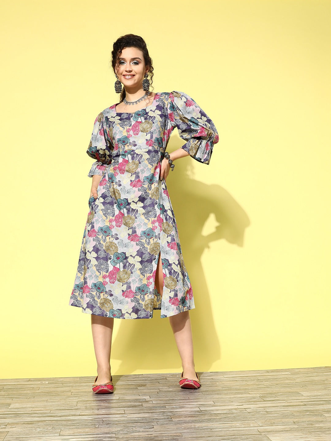 Yufta Ethnic Motifs Midi Dress
