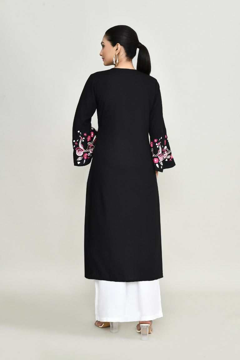 Joban Fashion Black Rayon Kurta Set