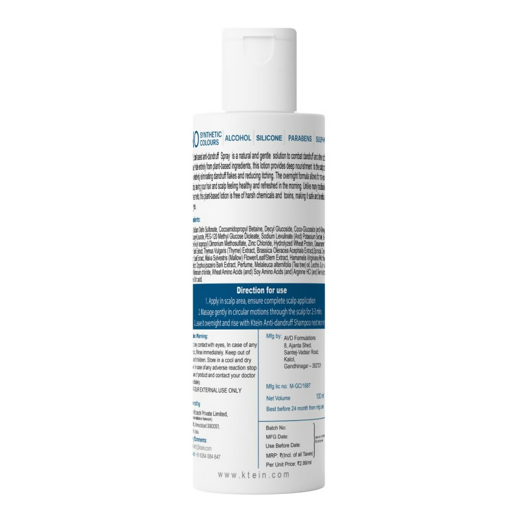 Ktein Natural 100% Plant Based Anti Dandruff Shampoo