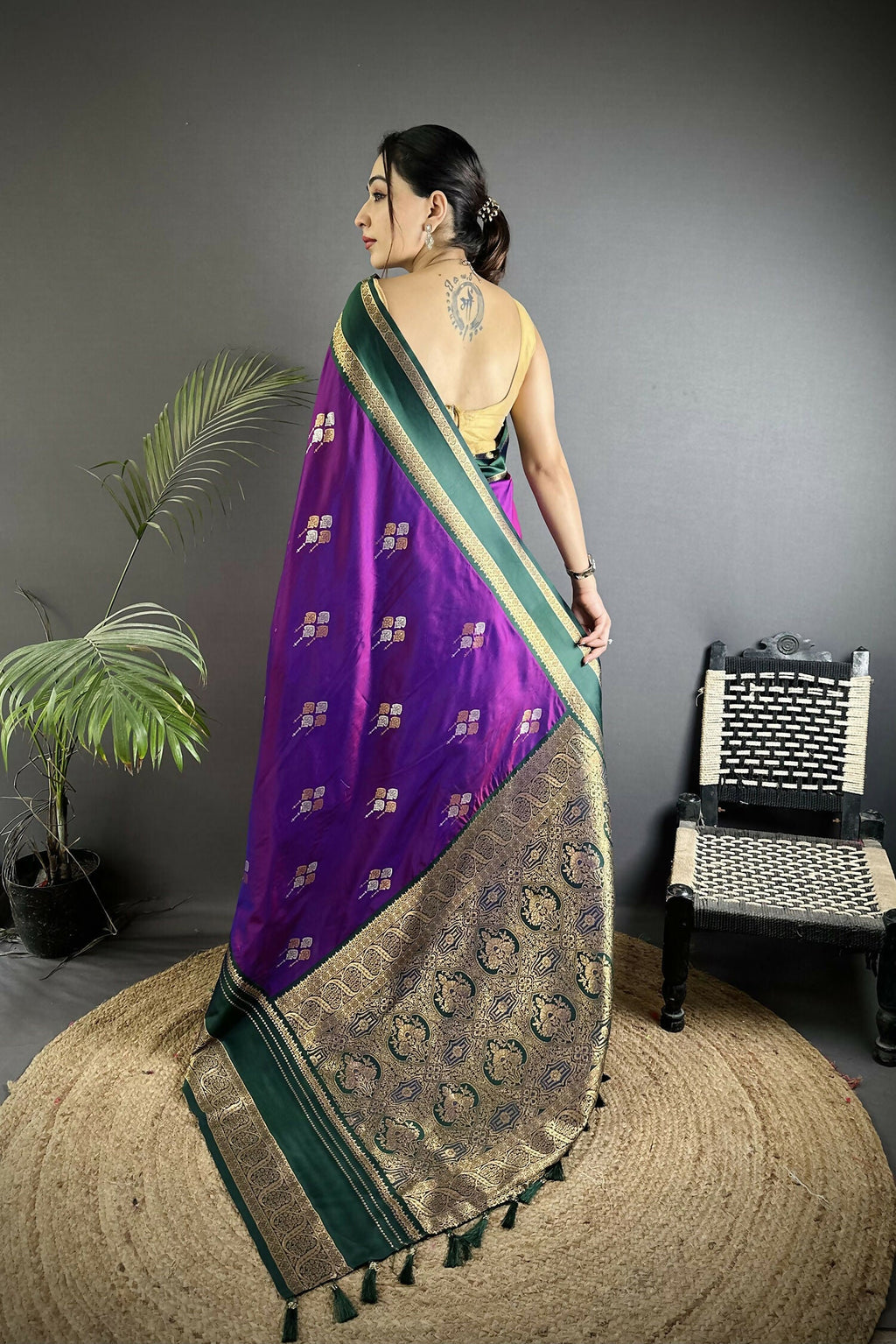 Joban Fashion Purple Banarasi Soft Silk Woven Saree