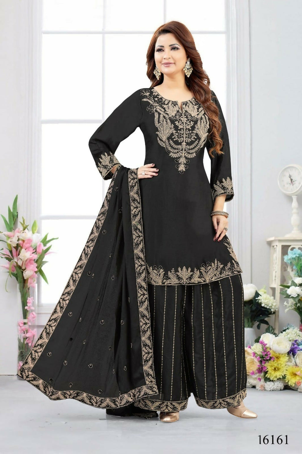 Joban Fashion Chinon Black Color Kurta Set