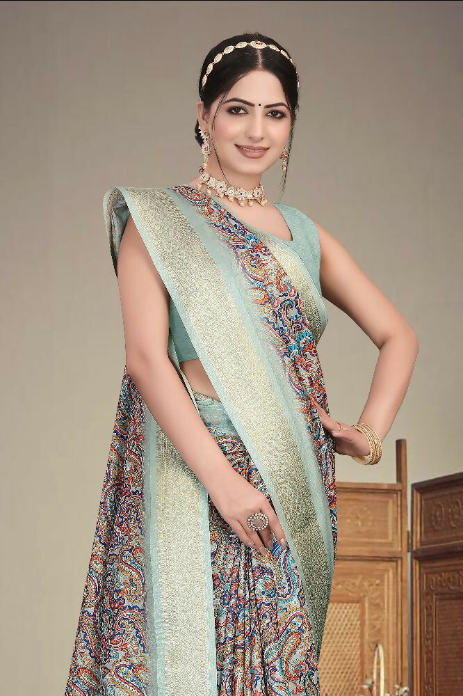 PR Fashion Multi Heavy Rich Cotton Silk Digital Print & Jacquard Saree