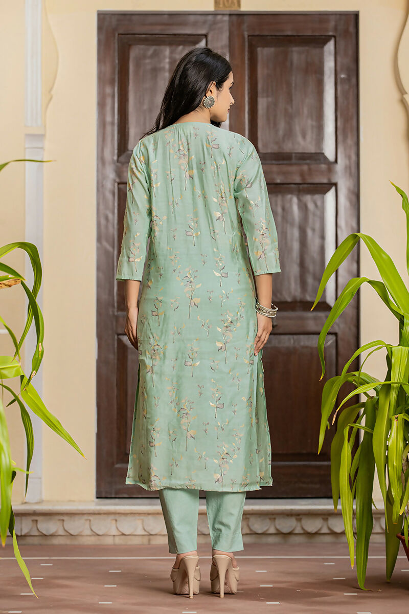 Kaajh Women's Sky Blue Printed Modal Silk Suit Set