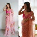 Vamsee Rency Baby Pink Organza Saree