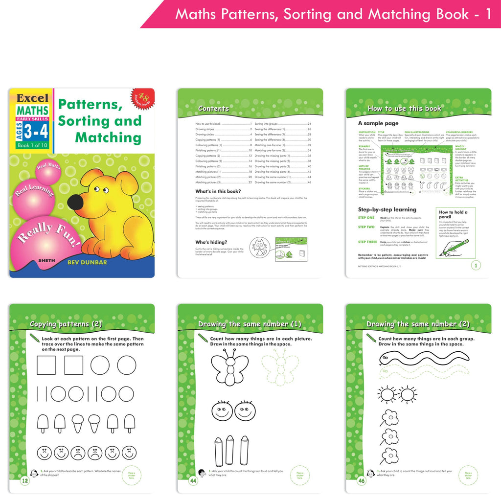 Excel Maths Early Skills Ages 3 - 4 Years (Set of 3) | Mathematics Book for Kids Nursery | Maths Combo Book Set