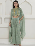 Joban Fashion Green Georgette Cape Inner And Shirt Set