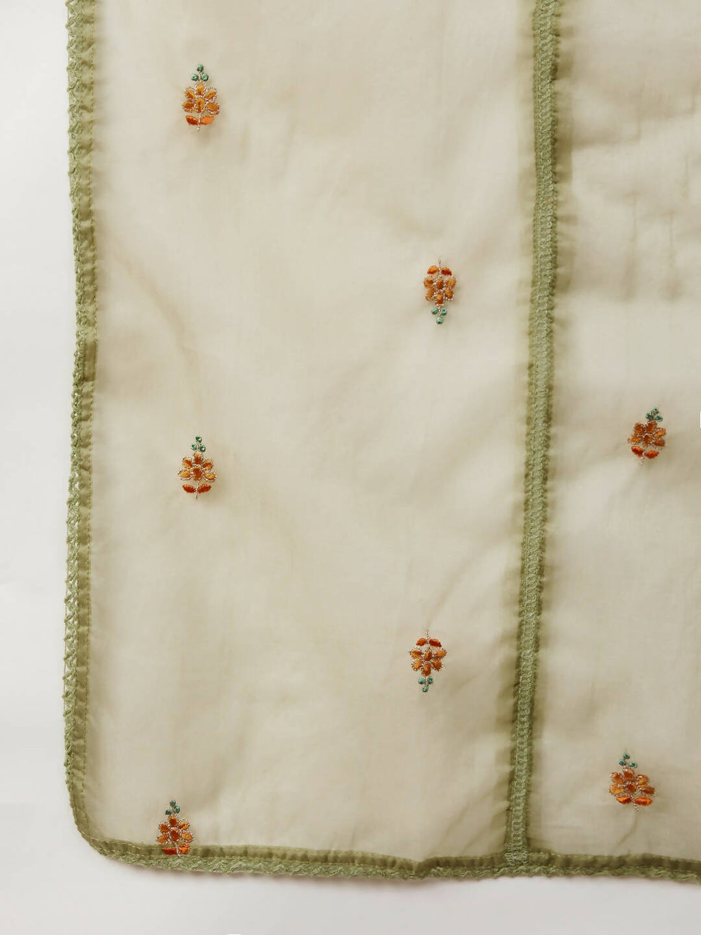 Green Organza Embroidered Kurta with Bottom & Dupatta - Salimar