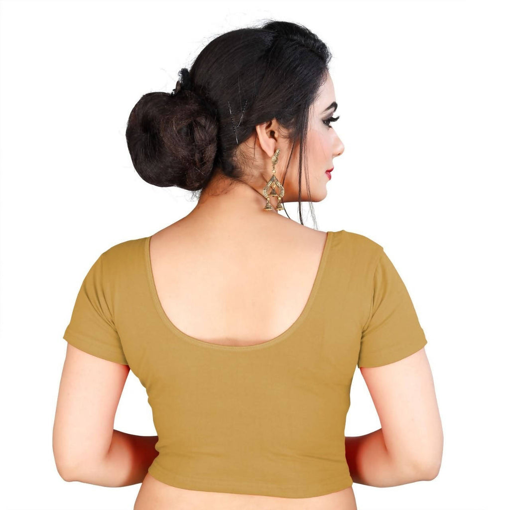 Vamika Beautiful Mustard Lycra Plain Blouse