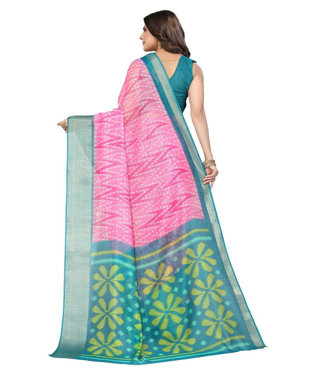 Vamika Cotton Pink Jari Border Bollywood Style Saree (DINO PINK)