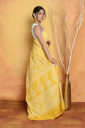 Very Much Indian Handblock Printed Cotton Saree With Natural Dyes - Yellow