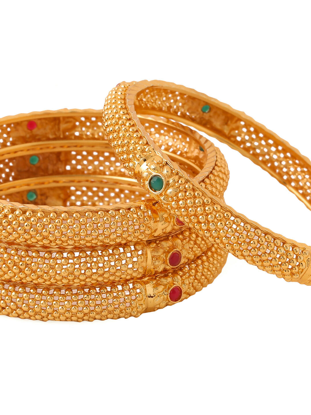 NVR Women's Set of 2 Gold-Polished Traditional Bangles