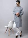 Even Apparels Grey Pure Cotton Sherwani Men's Kurta With Asymetrical Cut