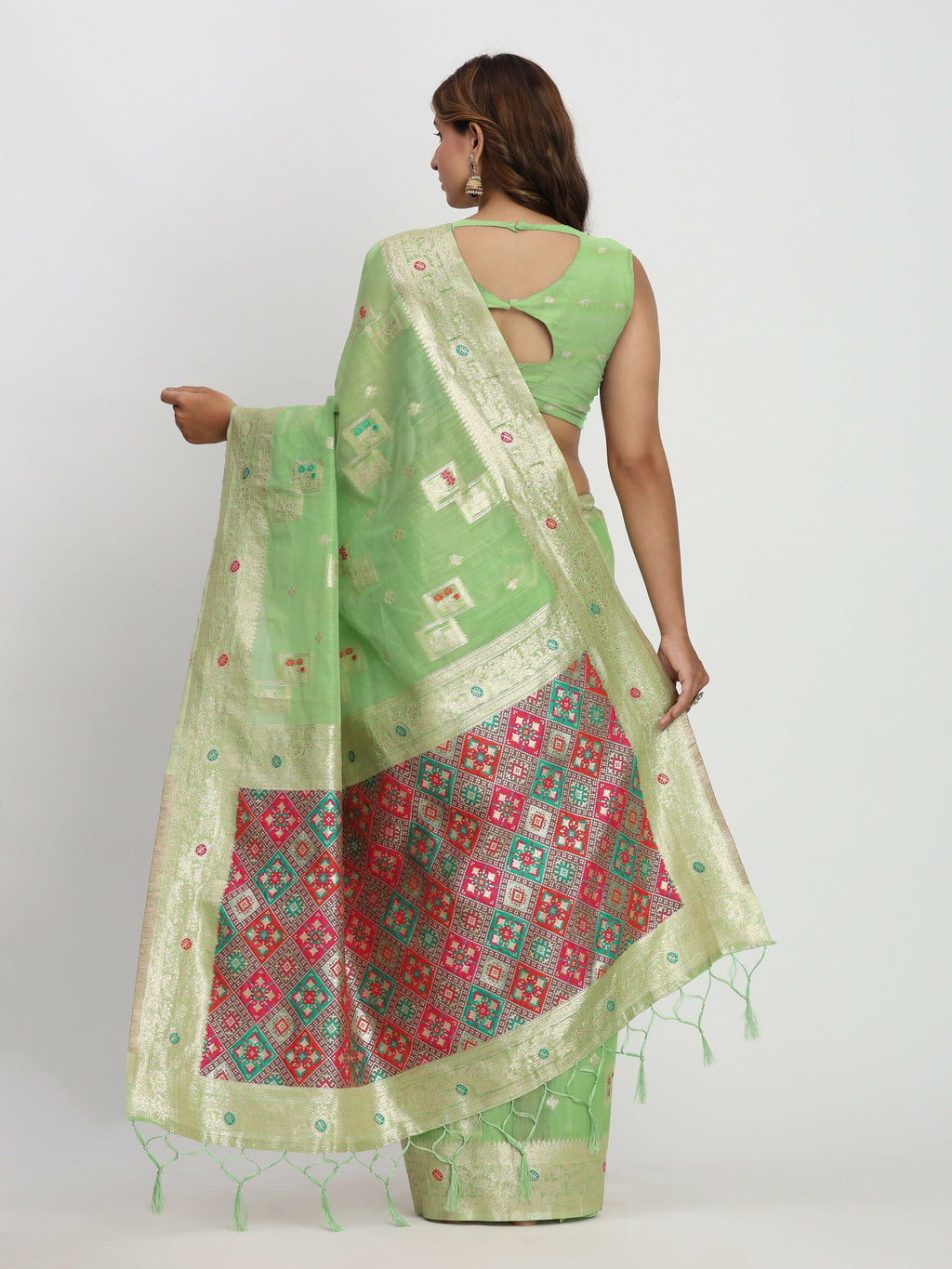 Shree Shyam Fashion Linen Cotton Light Green Saree