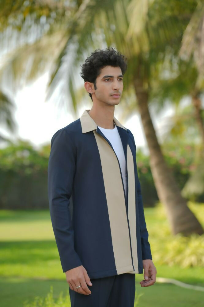 Duo Draft Navy Blue Shacket by Hilo Design