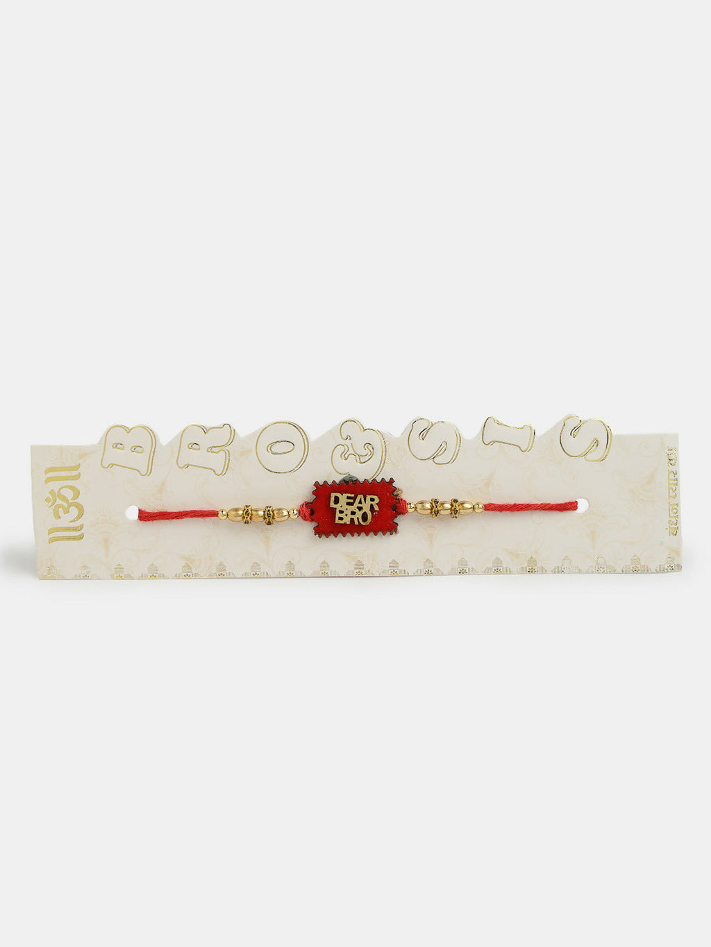 NVR Men Set of 4 Gold-Toned Stone-Studded & Beaded Rakhi With Roli Chawal