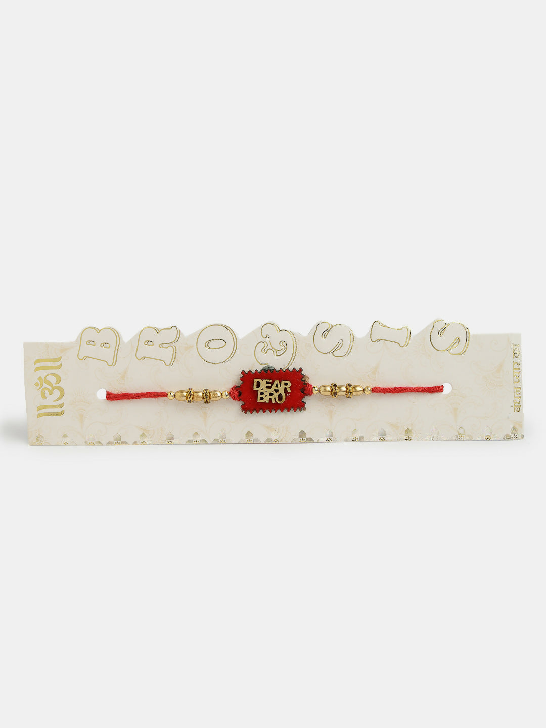 NVR Men Set of 4 Gold-Toned Stone-Studded & Beaded Rakhi With Roli Chawal