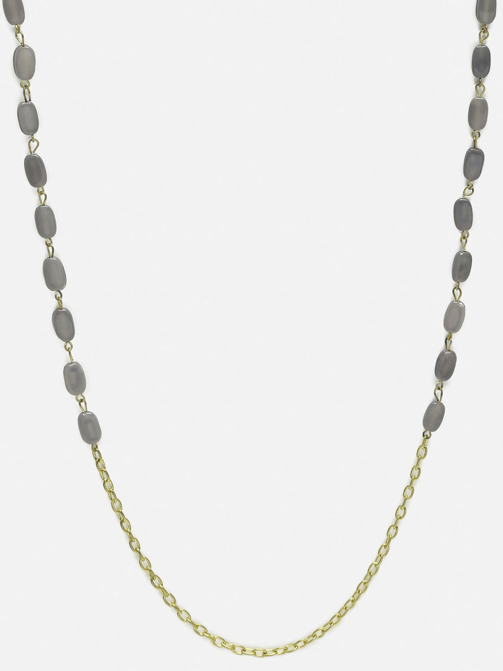 Grey Gold-Toned Alloy Gold-Polished Mask Chain - Ruby Raang