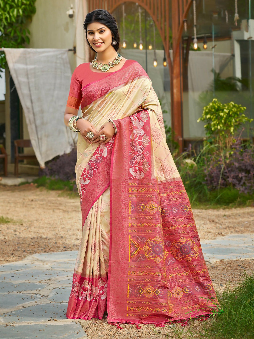 Shree Shyam Fashion Cream Soft Silk Saree