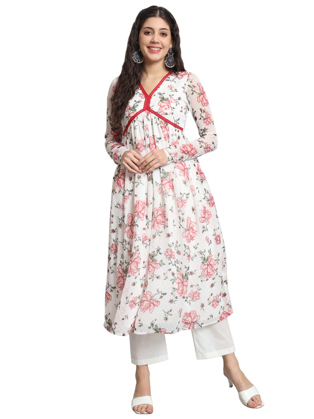 Fab Fashion White Floral Alia Cut Set