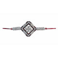 Diamond Shape with White and Red Kundans Rakhi