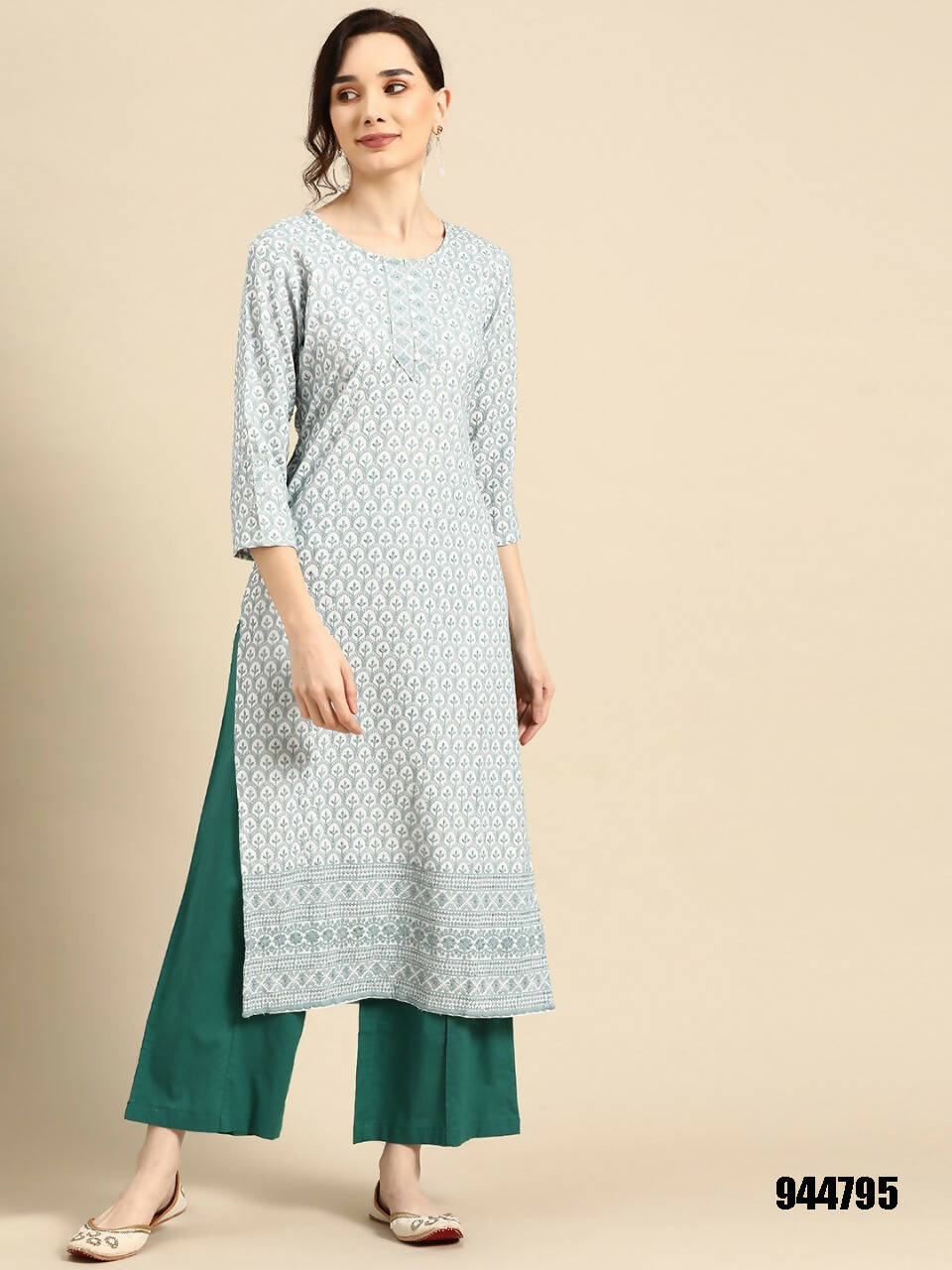Deeps women's Blue Embroidered Rayon Kurta