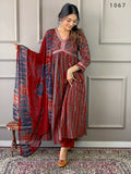 Partywear Designer Cotton Maroon Stitched Suit With Dupatta - Tanisha