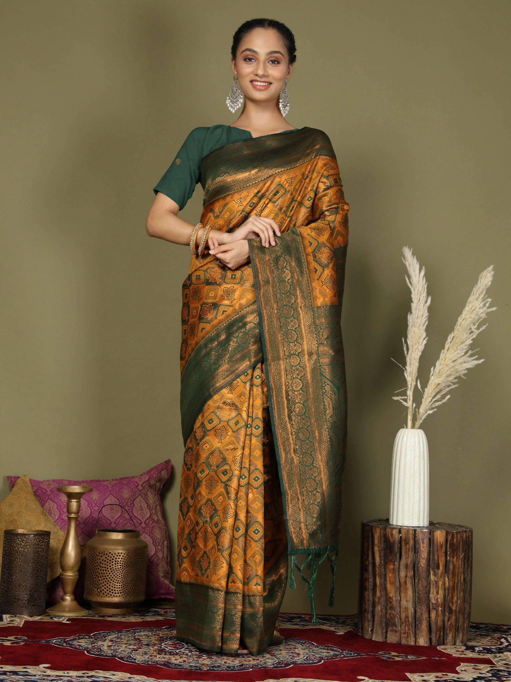 Shree Shyam Fashion Lichi Silk Yellow Saree