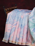 Shades Of Baby Pink And Sea Blue Printed Chanderi Saree For Regular/Office Wear By Gayathri Reddy Designer Studio