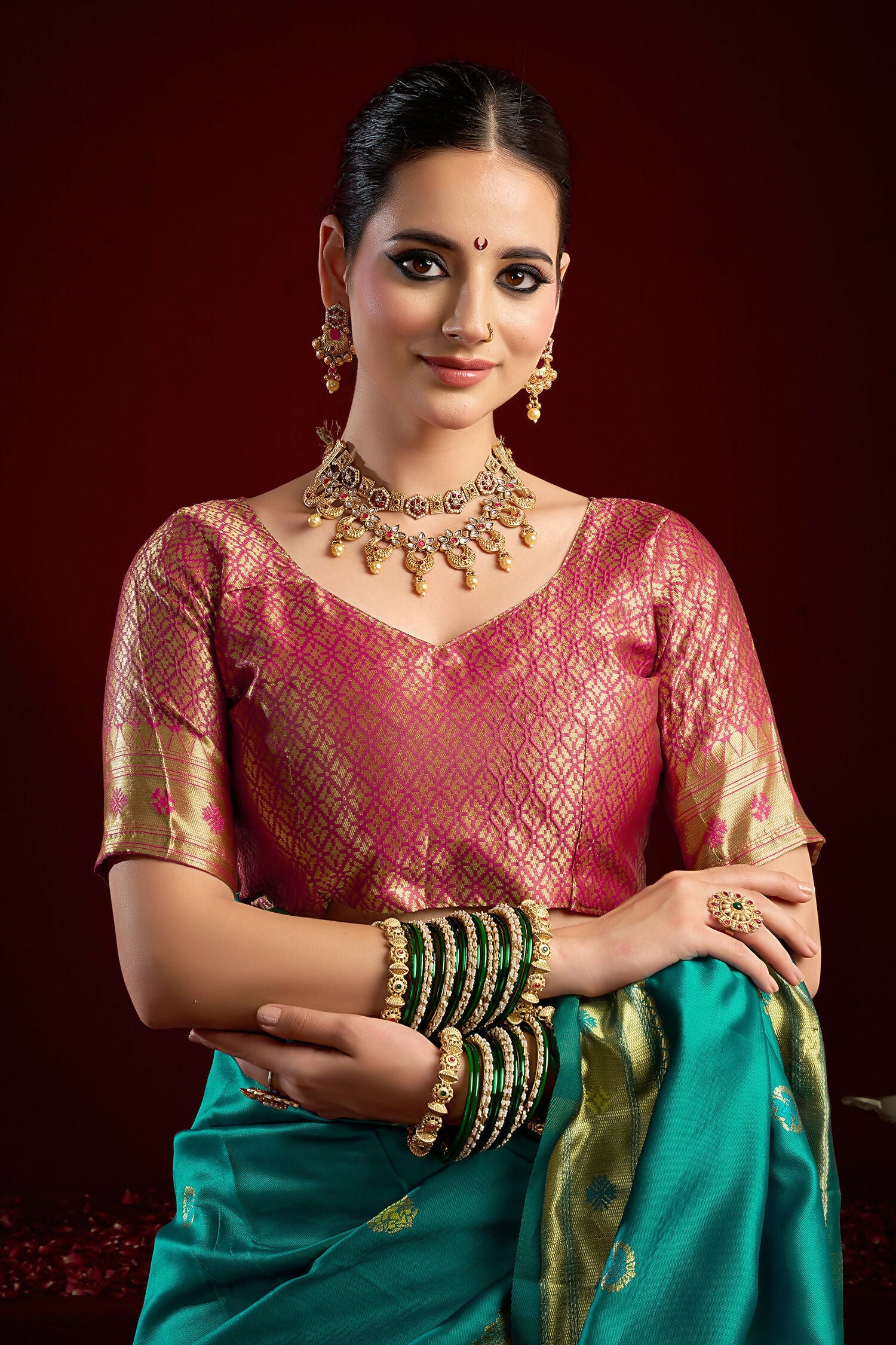 Joban Fashion Aqua Blue Paithani Silk Blend Butti Saree