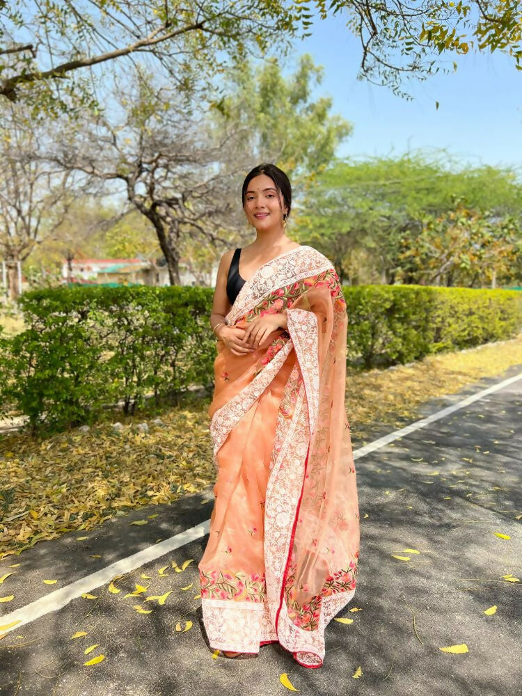 Vamsee Riddhi-Siddhi -1 Orange Organza Saree