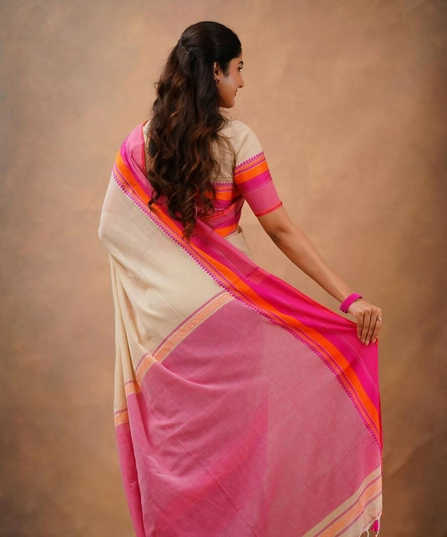 Exclusive Collection Off White Beautiful Khadi Cotton Handloom Saree