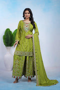 Lehenga Mart Premium Readymade Top Sharara With Dupatta Set For Women-Parrot Green