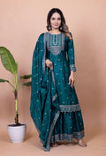 Teeya Creation More Peach Color Chinnon Silk Embroidery Work Fully Stitched Salwar Suit