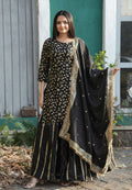 Teeya Creation Black Color Chinnon Silk Embroidery Work Fully Stitched Salwar Suit
