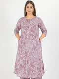 Aramya Purple Soft Cotton Gold Foil A-line Kurta for Women