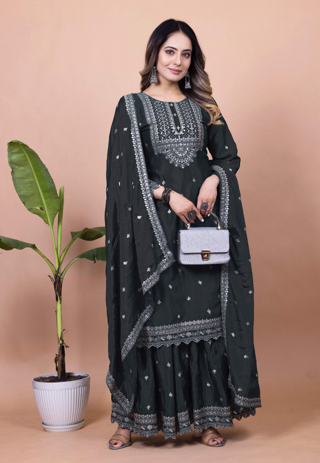 Lehenga Mart Designer Sharara Suit for women - Black