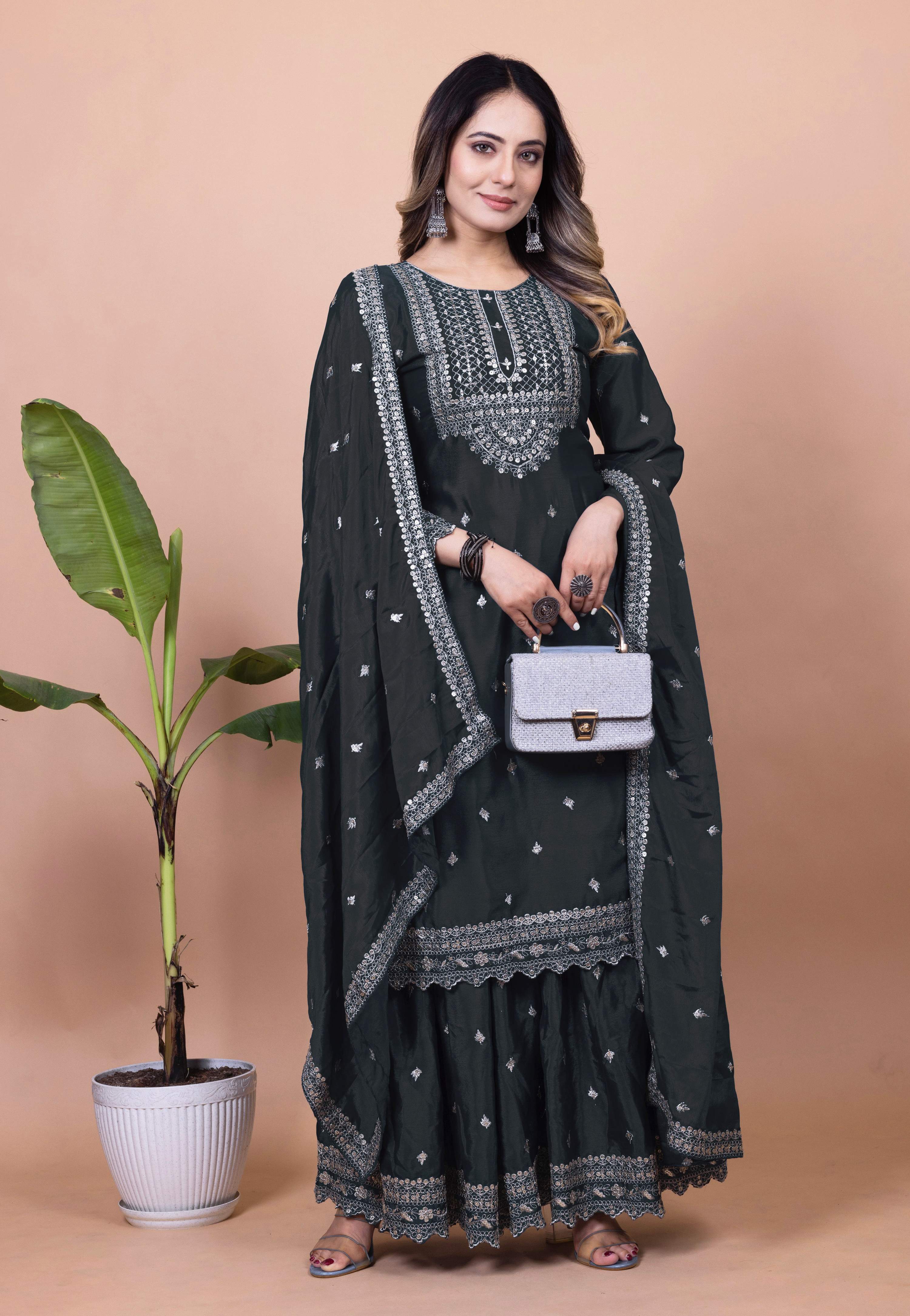 Lehenga Mart Designer Sharara Suit for women - Black