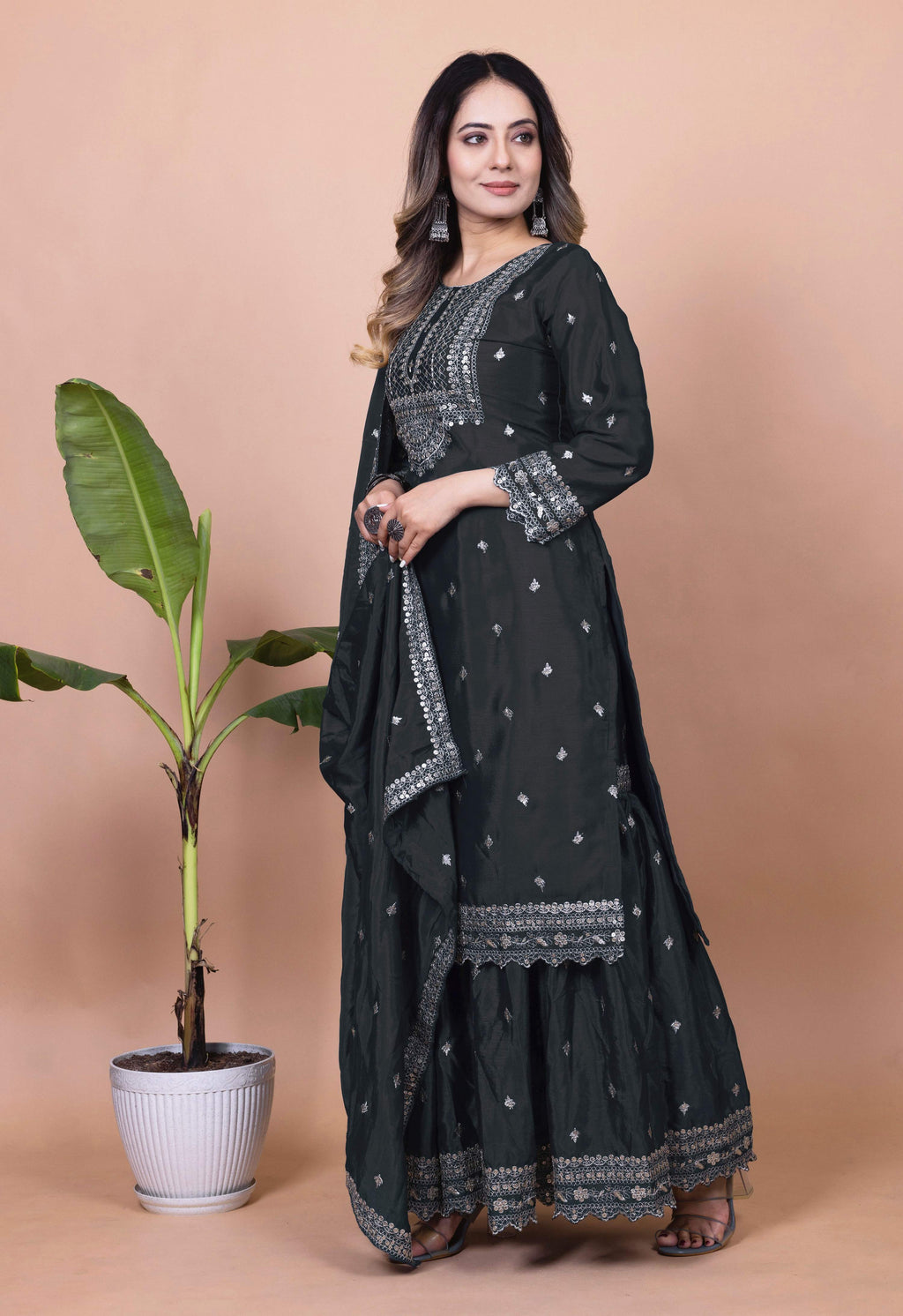 Lehenga Mart Designer Sharara Suit for women - Black