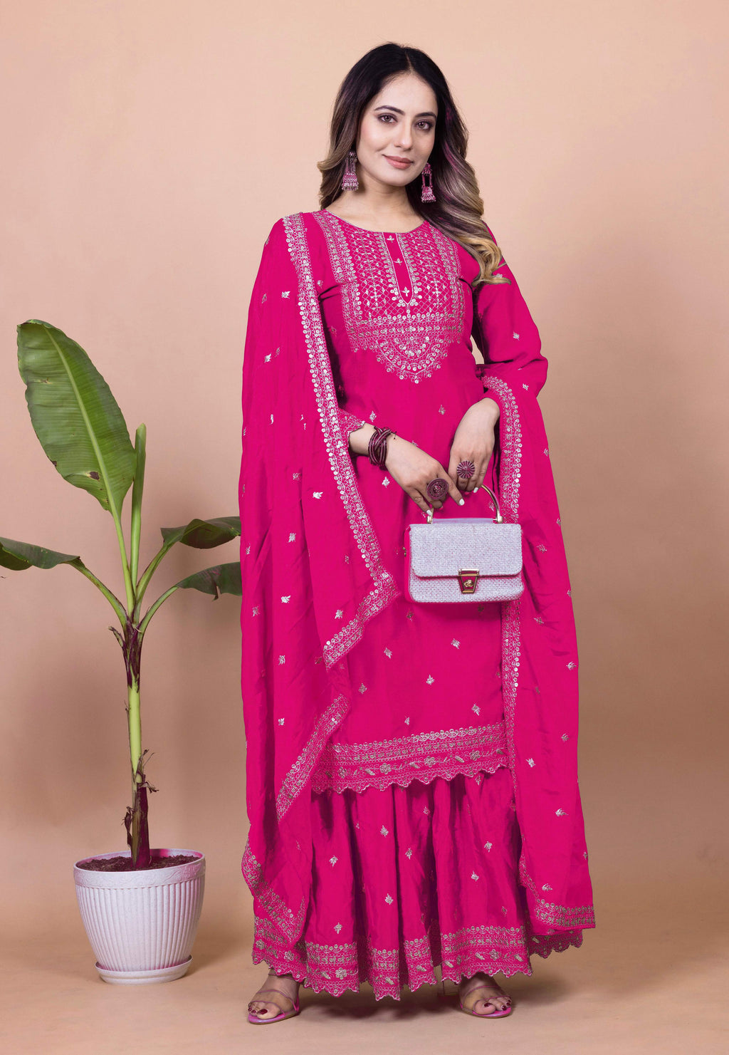Lehenga Mart Designer Sharara Suit for women - Pink